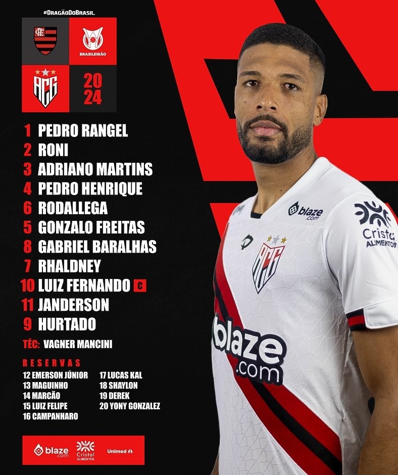 Atlético-GO define time titular para confronto contra o Flamengo