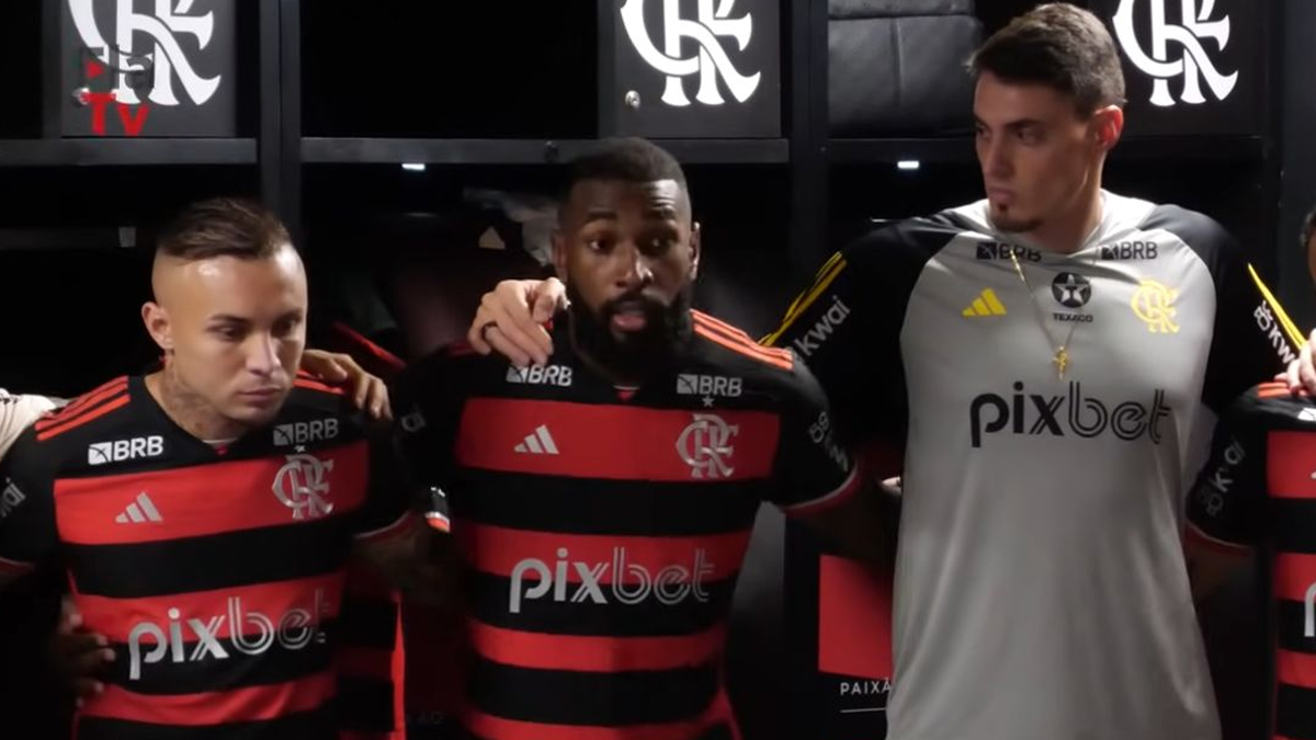 Gerson dá discurso motivador nos bastidores antes da partida do Flamengo