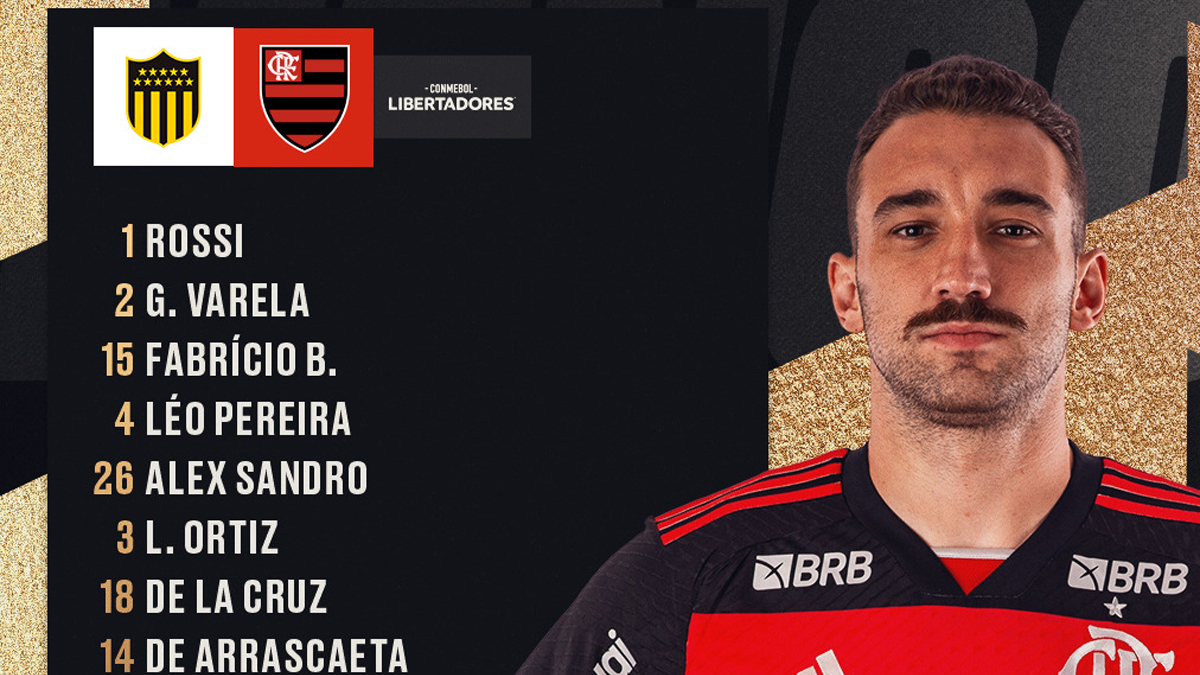 Com Léo Ortiz como titular, Flamengo anuncia escalação para a partida contra o Peñarol, válida pela Libertadores.