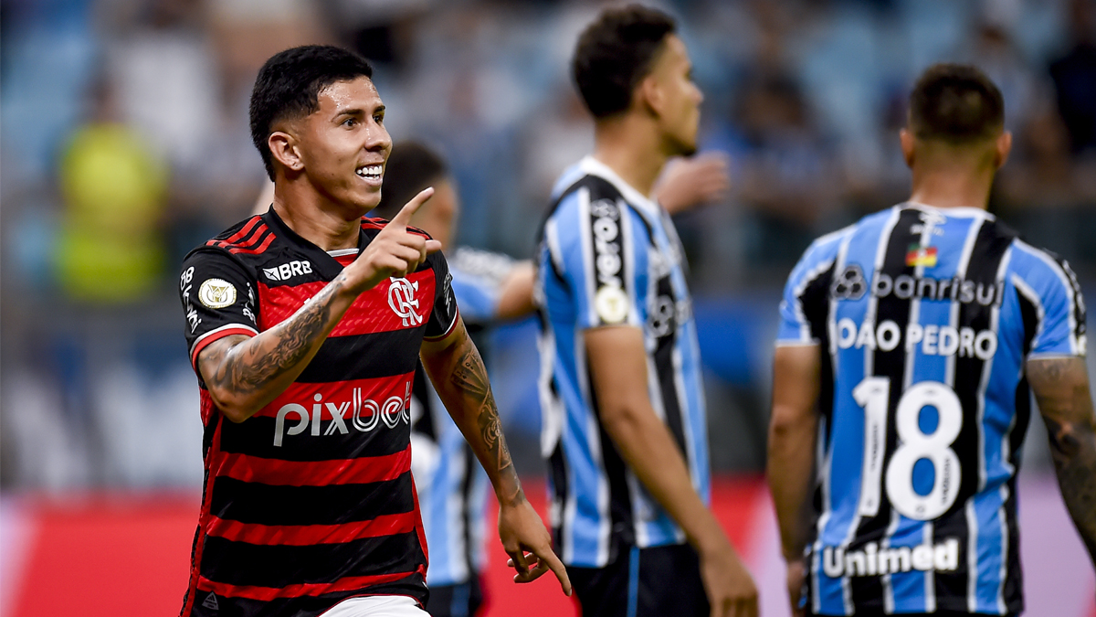 Atacante comemora gol em sua estreia no time profissional do Flamengo