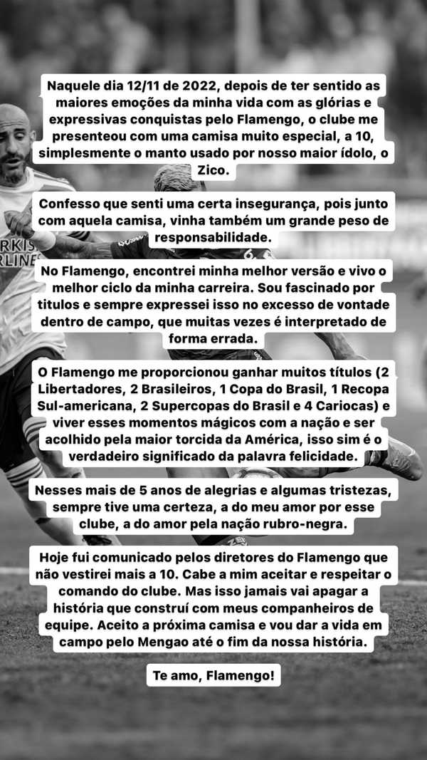 Gabigol se pronuncia após ceder a camisa 10: “A história jamais será apagada. Amo o Flamengo”