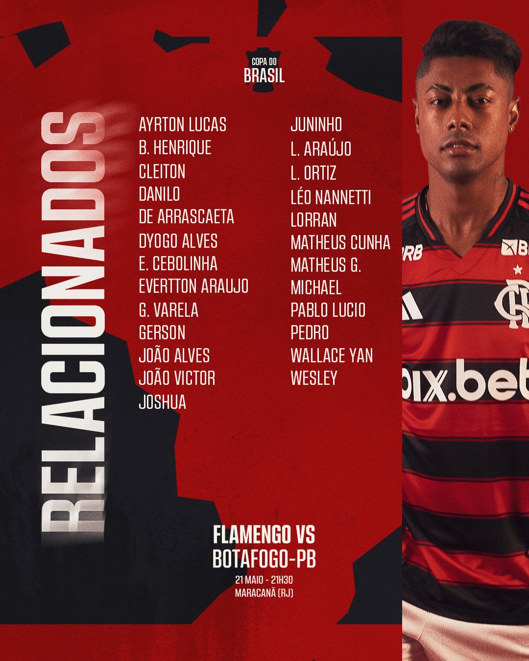 Flamengo e Botafogo-PB se enfrentam nesta quarta-feira (21), pela Copa do Brasil